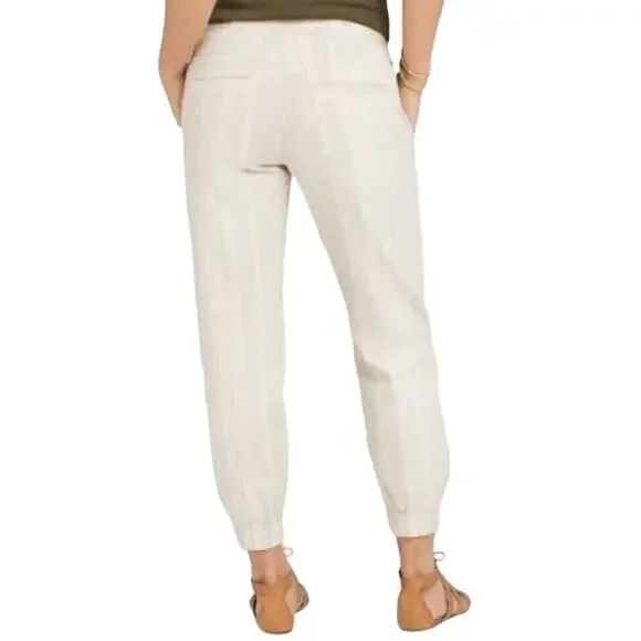Prana Kickin It Jogger‎ Pants Womens 4 Beige Striped Hemp Organic Cotton Coastal - Picture 4 of 14